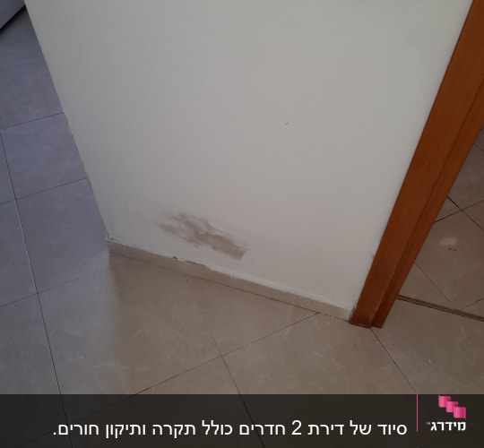 קיר עם כתם צבע מתקלף ליד מתגי חשמל
